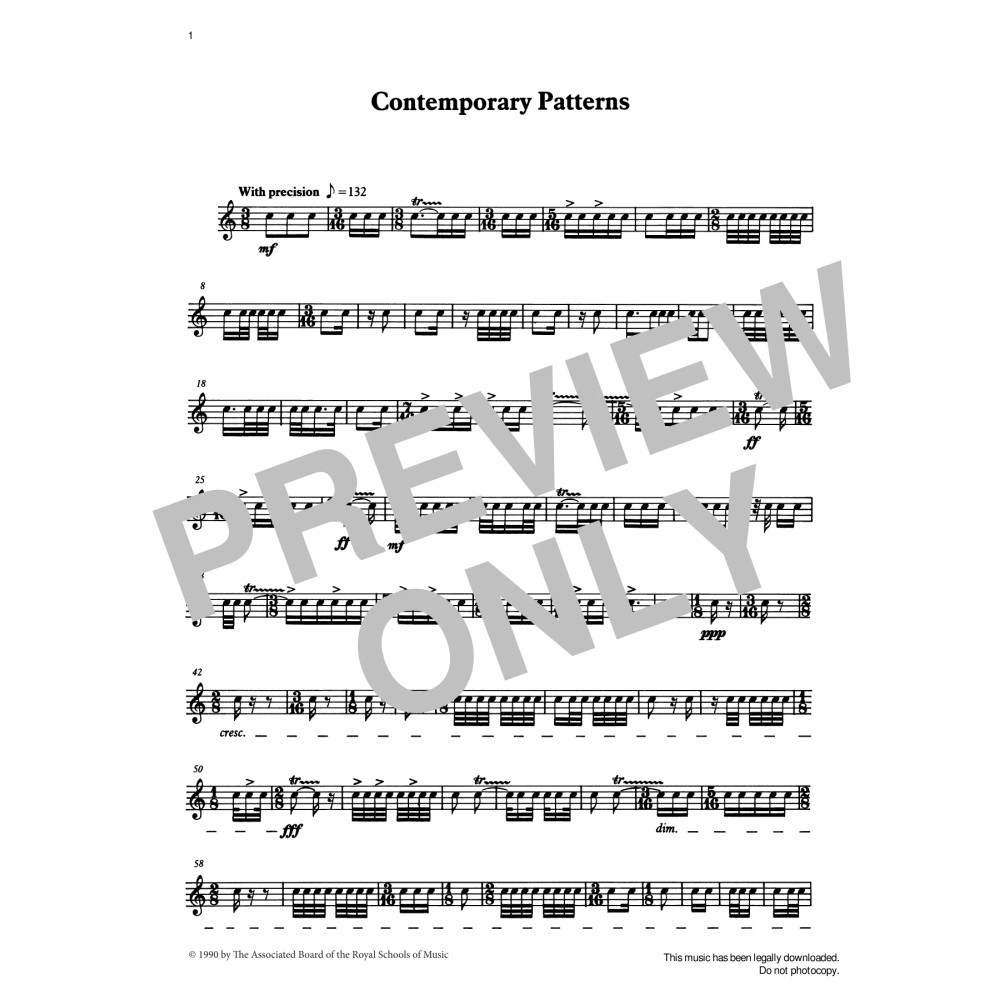 Contemporary Patterns from Graded Music for Snare Drum, Book IV