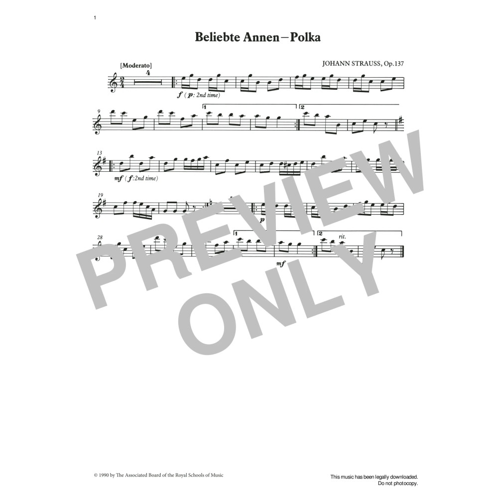 Beliebte Annen - Polka (score & part) from Graded Music for Tuned Percussion, Book I