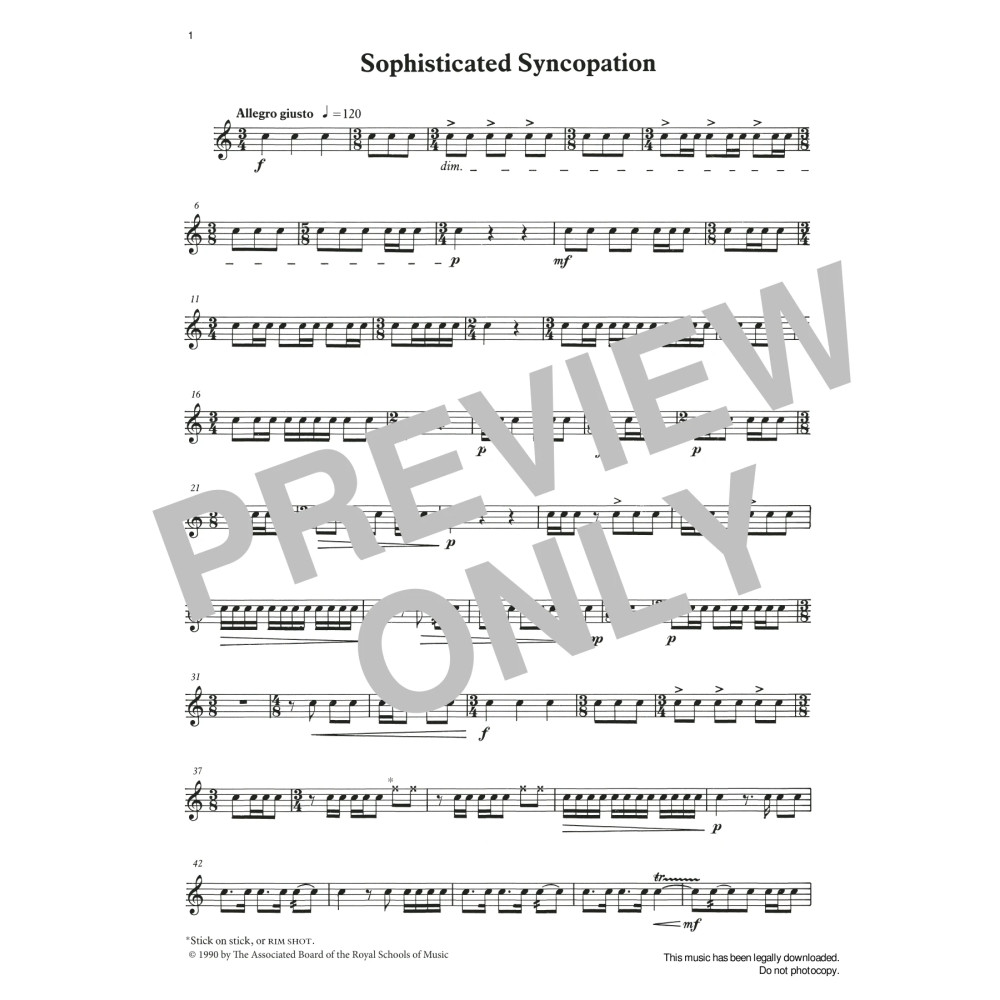 Sophisticated Syncopation from Graded Music for Snare Drum, Book III