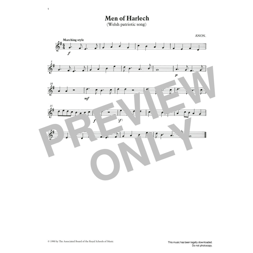Men of Harlech (score & part) from Graded Music for Tuned Percussion, Book I