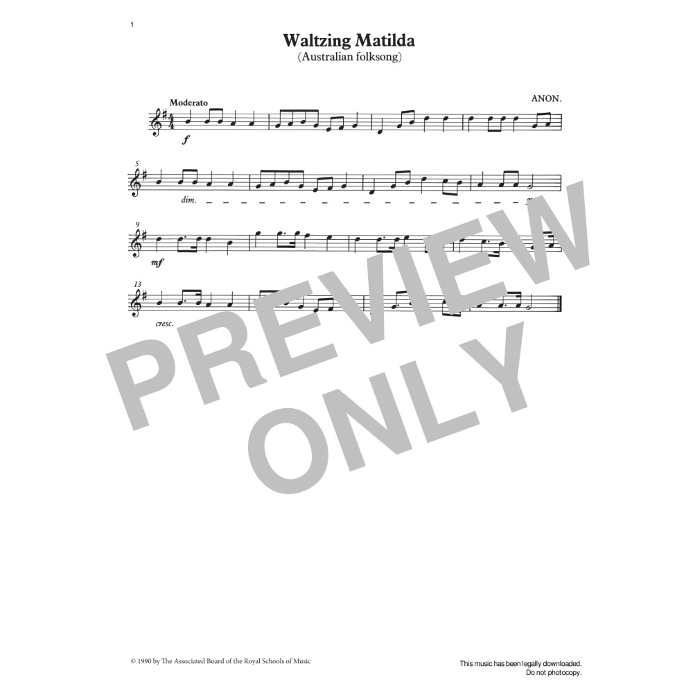 Waltzing Matilda from Graded Music for Tuned Percussion, Book I
