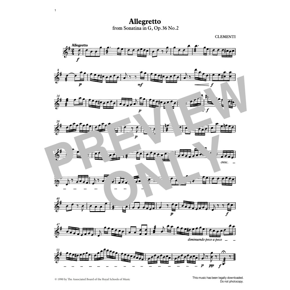 Allegretto (score & part) from Graded Music for Tuned Percussion, Book III