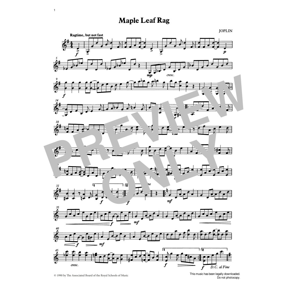 Maple Leaf Rag (score & part) from Graded Music for Tuned Percussion, Book III