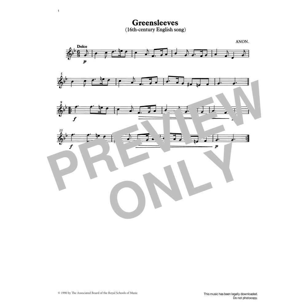 Greensleeves from Graded Music for Tuned Percussion, Book II