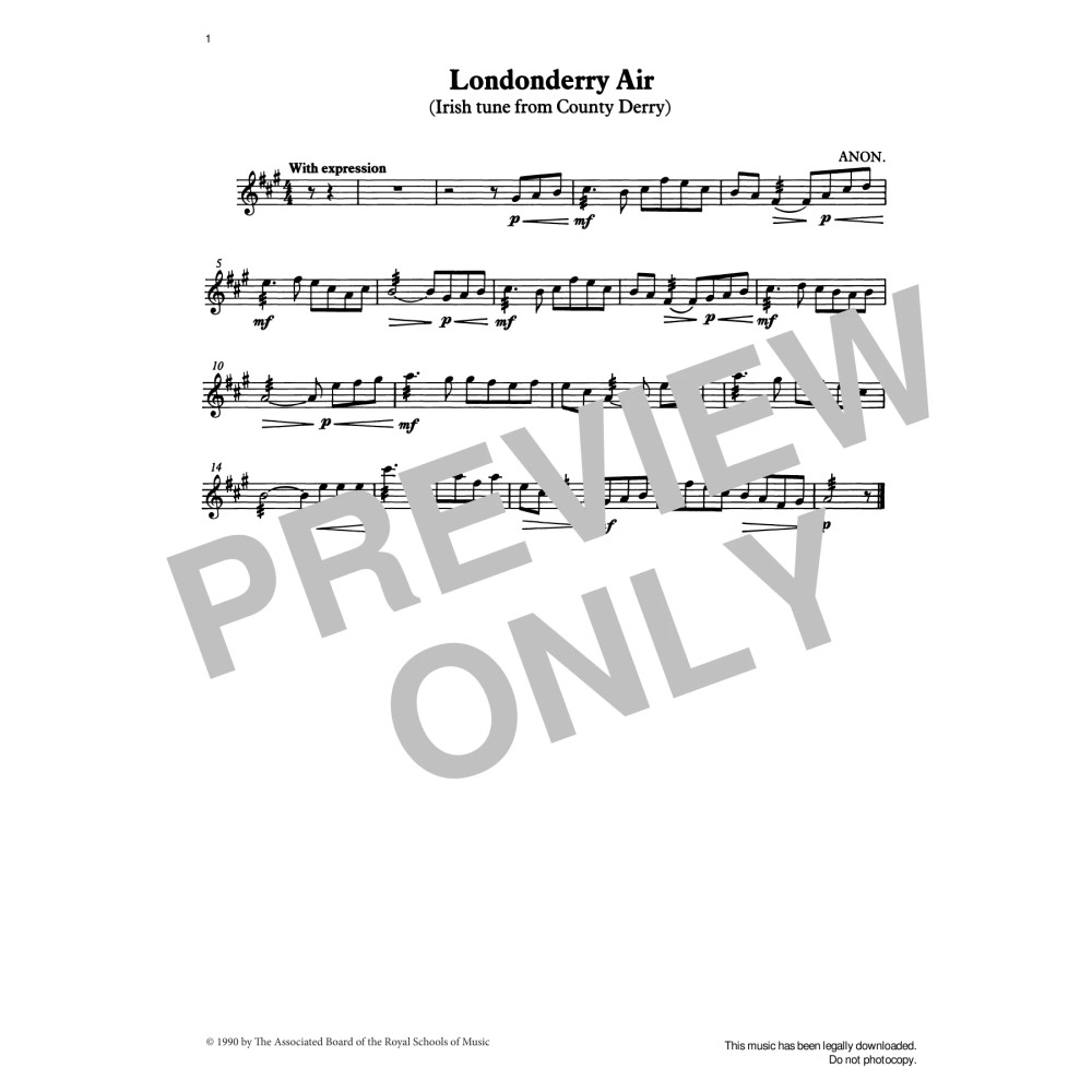 Londonderry Air (score & part) from Graded Music for Tuned Percussion, Book II