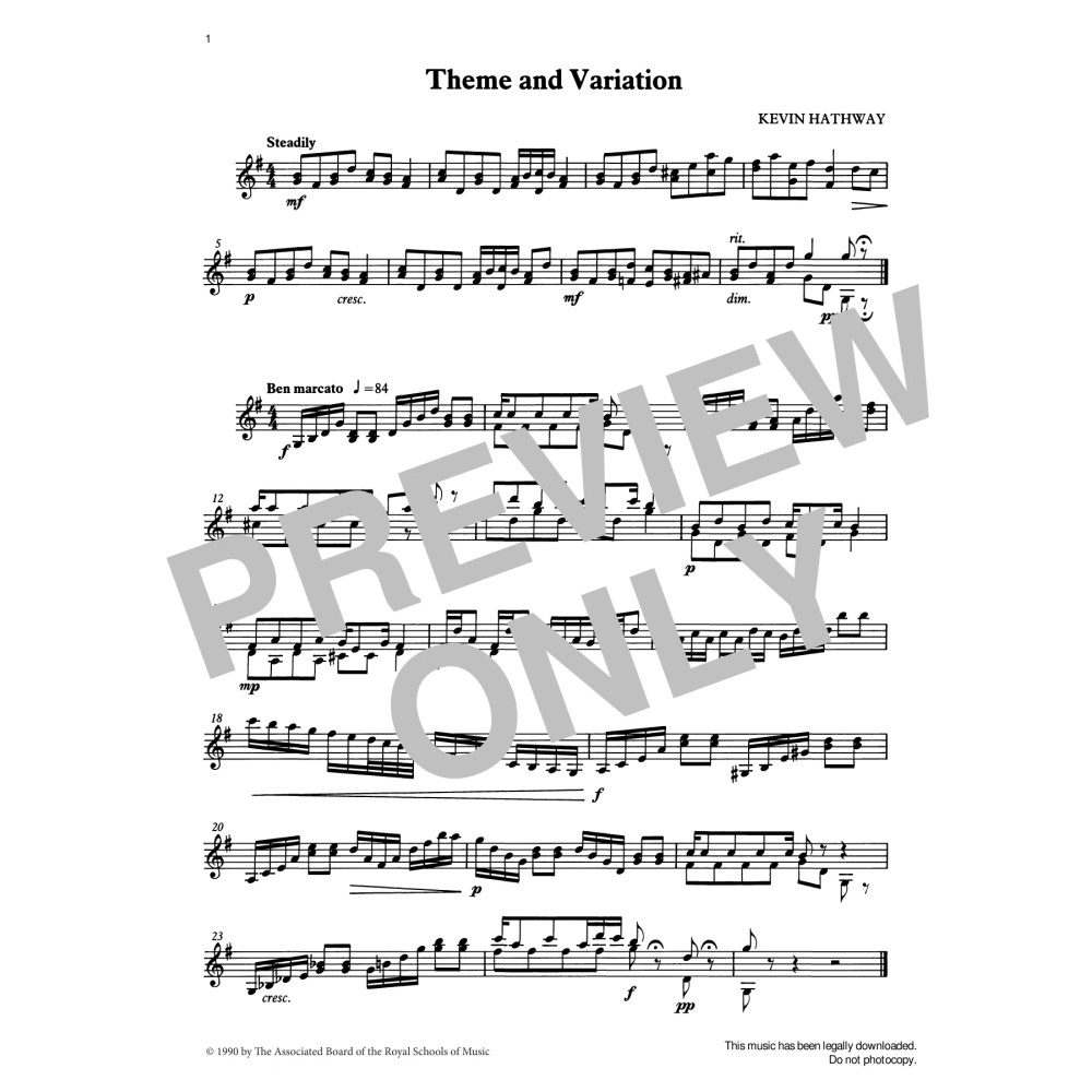 Theme and Variation from Graded Music for Tuned Percussion, Book III