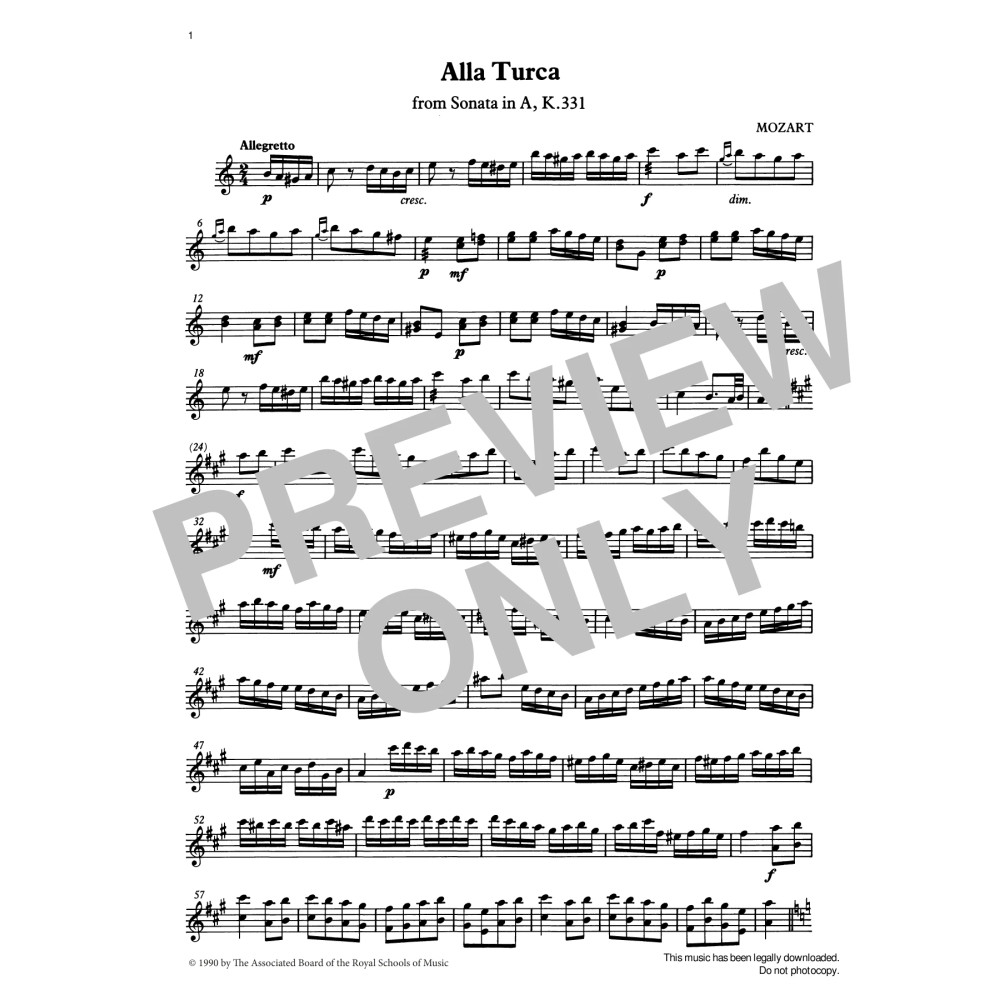 Alla Turca (score & part) from Graded Music for Tuned Percussion, Book IV