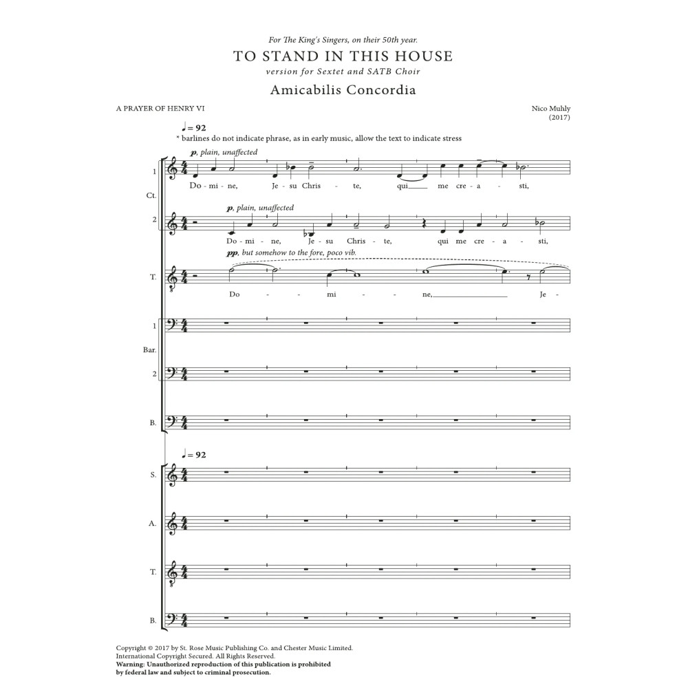 To Stand In This House (Men's Voice and optional SATB choir)