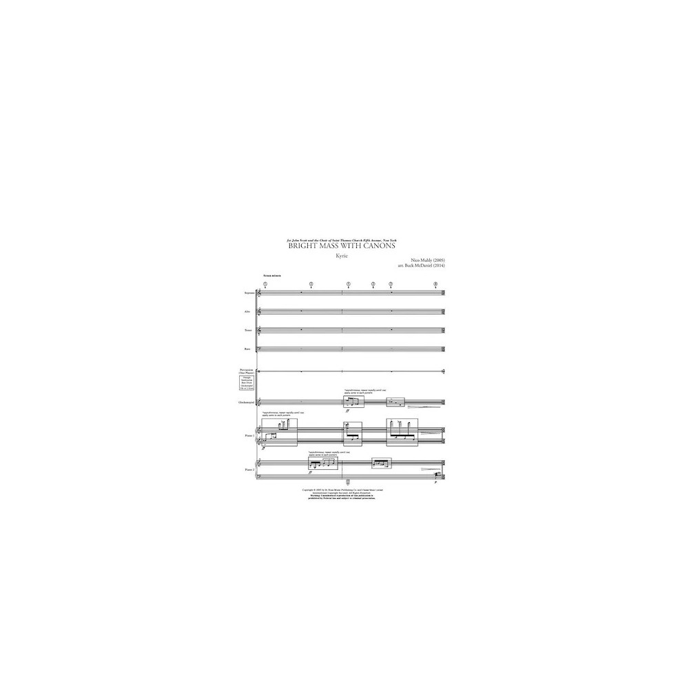 Bright Mass With Canons (Version with 2 Pianos and Percussion) - Score & Parts