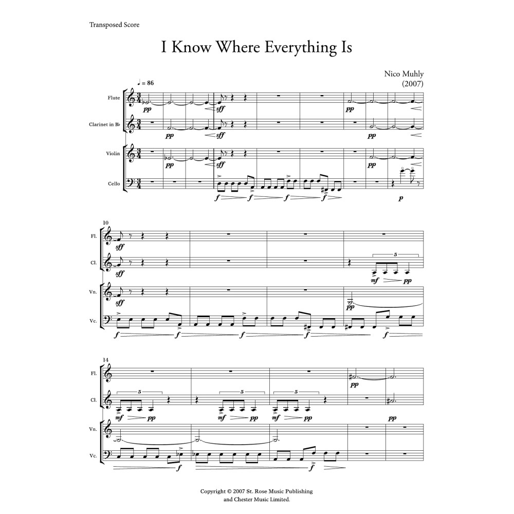I Know Where Everything Is - Score