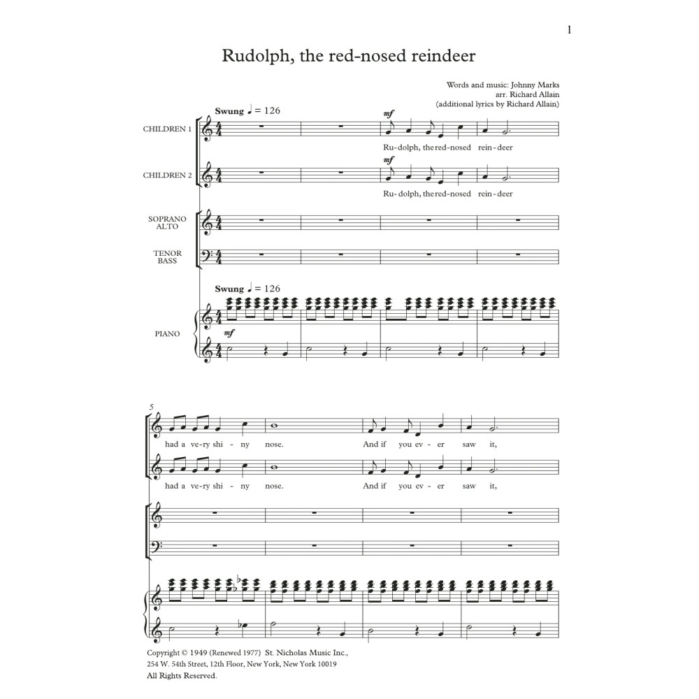 Rudolph The Red-Nosed Reindeer (arr. Richard Allain)