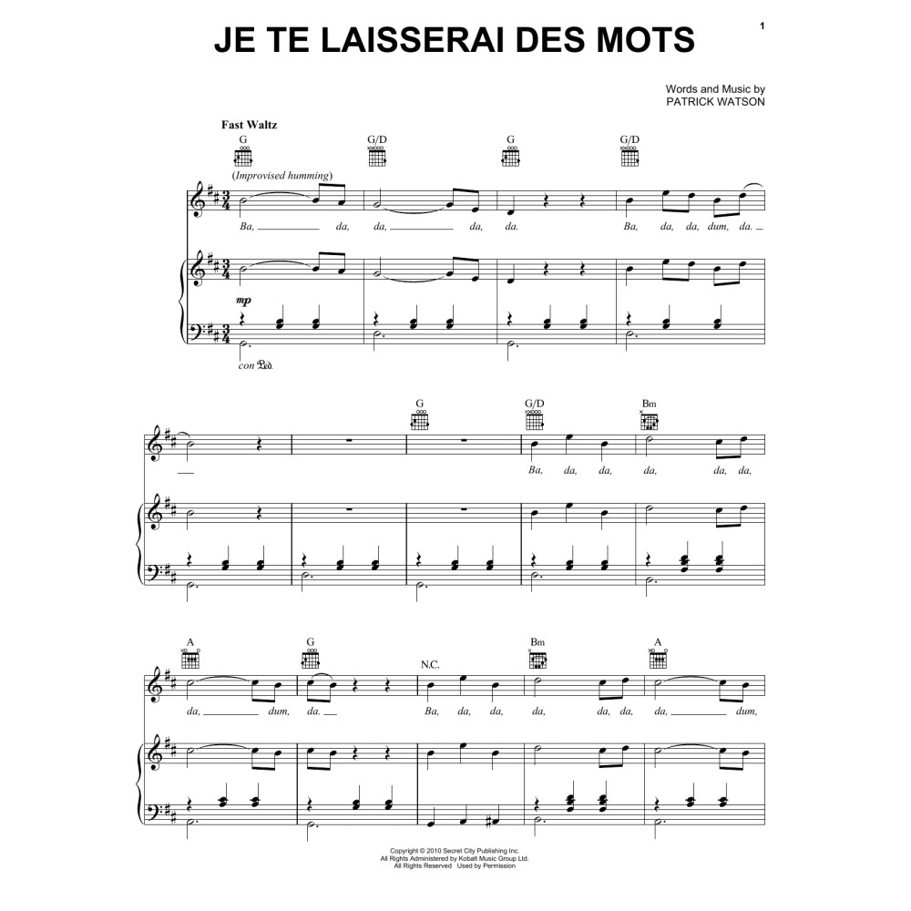 Je Te Laisserai Des Mots
