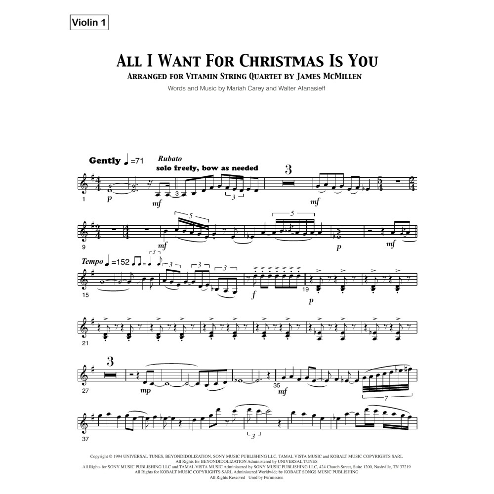 All I Want For Christmas Is You - Violin 1