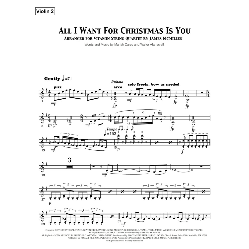 All I Want For Christmas Is You - Violin 2