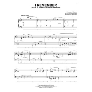 I Remember (from Evening Primrose) (arr. Lee Evans)