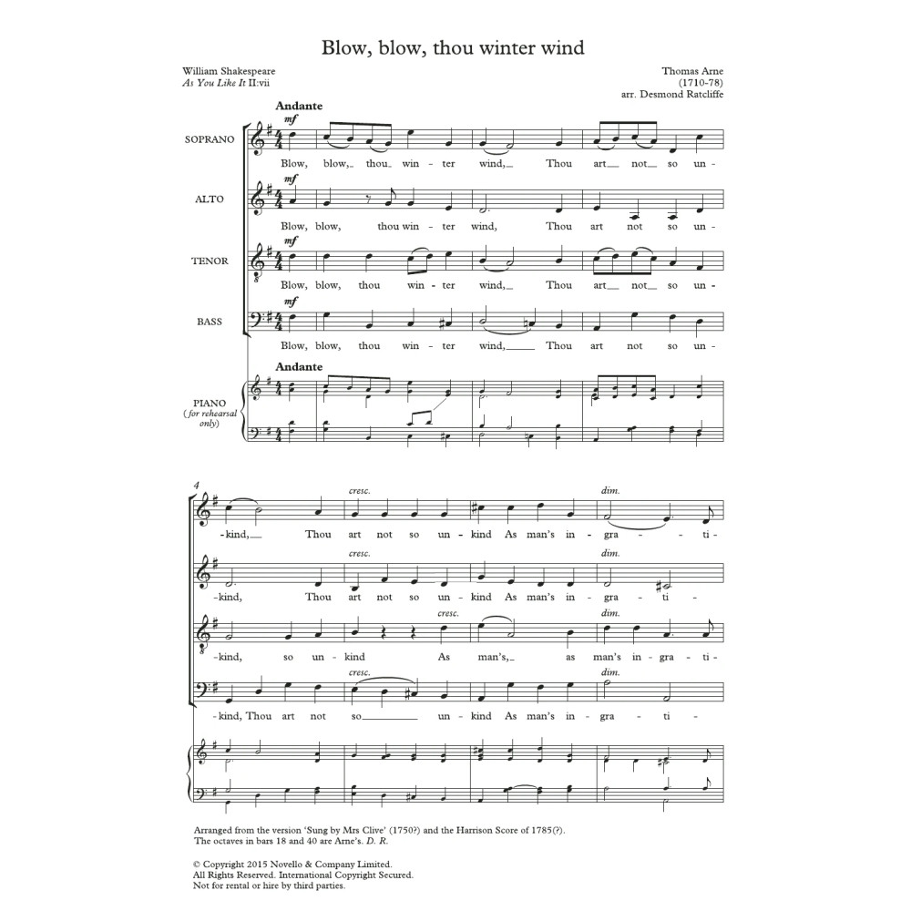 Blow, Blow, Thou Winter Wind (arr. Desmond Ratcliffe)