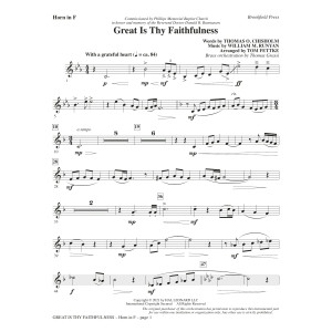 Great Is Thy Faithfulness (arr. Tom Fettke) - F Horn