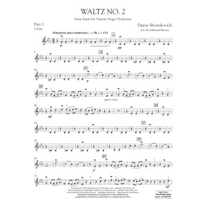 Waltz No. 2 (from Suite for Variety Stage Orchestra) (arr. Brown) - Pt.1 - Violin