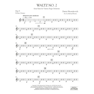 Waltz No. 2 (from Suite for Variety Stage Orchestra) (arr. Brown) - Pt.5 - Bb Bass Clarinet