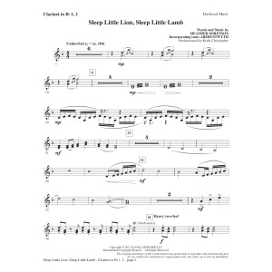 Sleep Little Lion, Sleep Little Lamb - Bb Clarinet 1 & 2