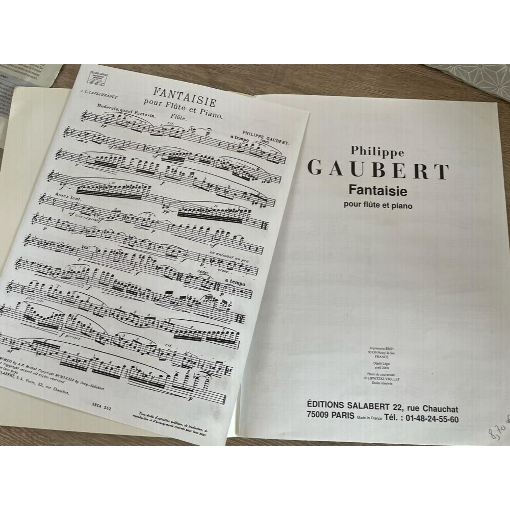 partitura Fantasía para flauta y piano GAUBERT