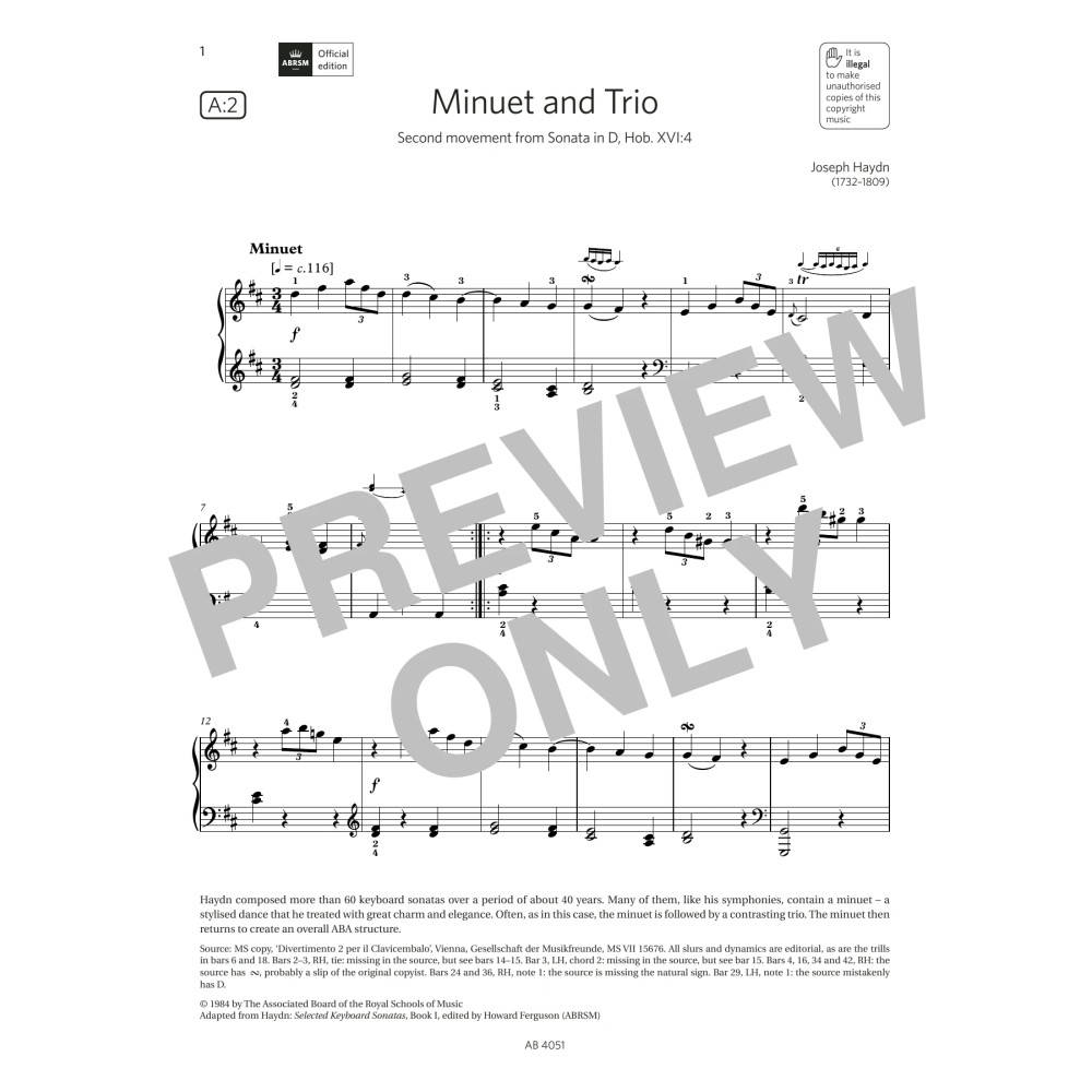Minuet and Trio (Grade 5, list A2, from the ABRSM Piano Syllabus 2023 & 2024)
