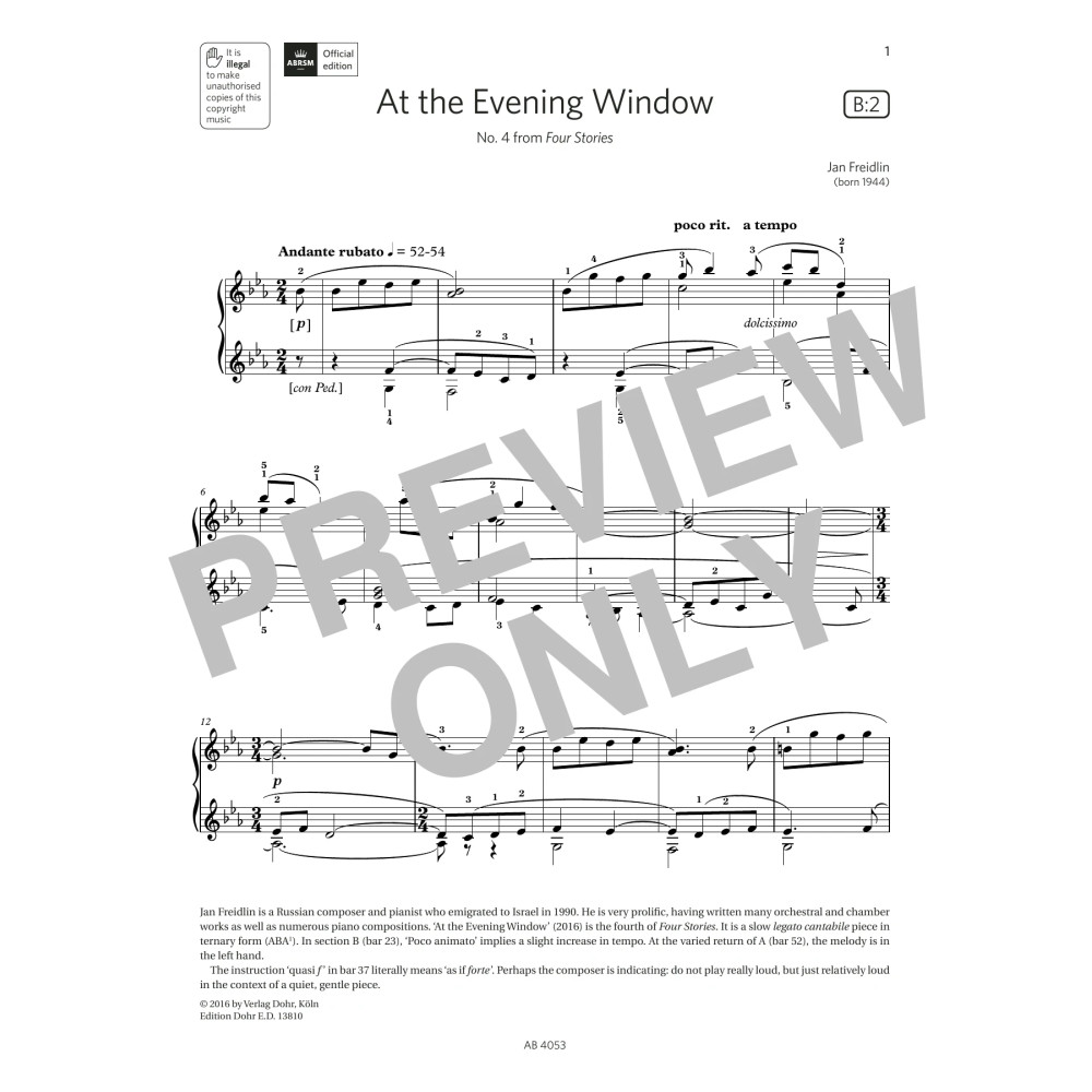 At the Evening Window (Grade 7, list B2, from the ABRSM Piano Syllabus 2023 & 2024)