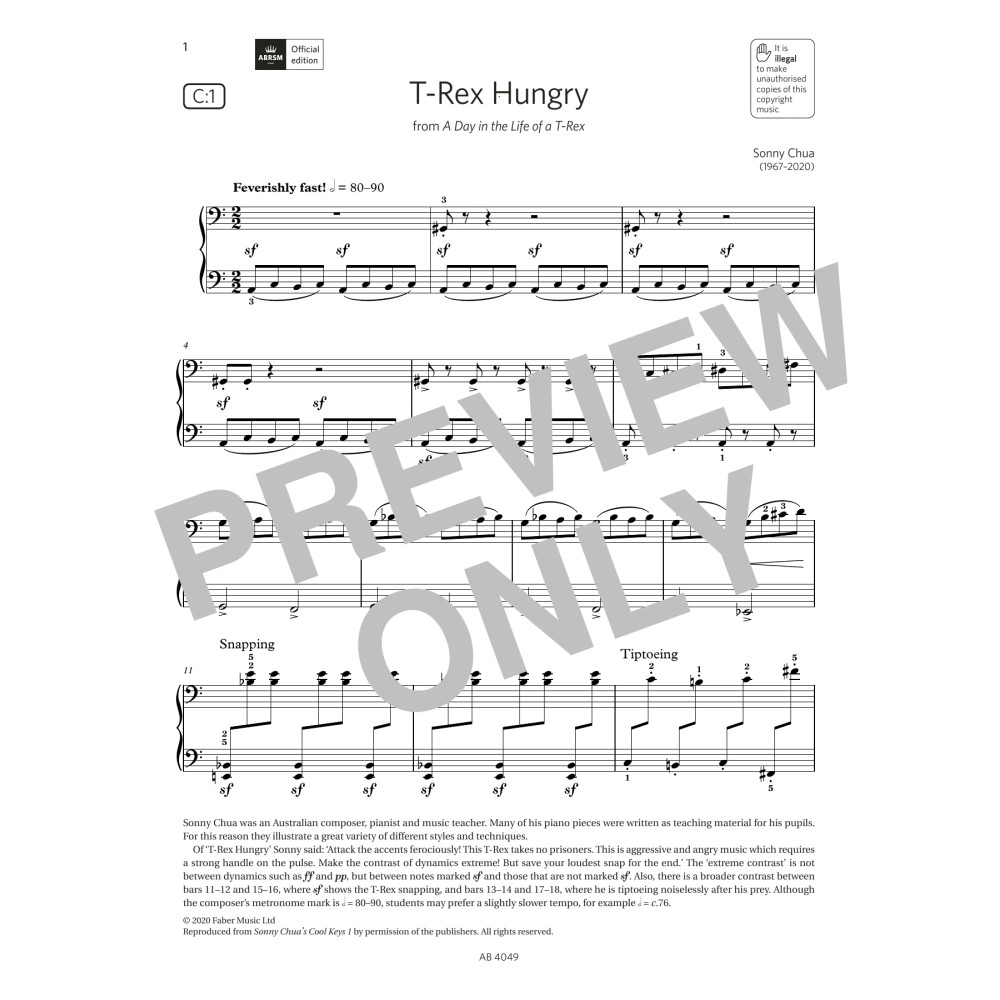 T-Rex Hungry (Grade 3, list C1, from the ABRSM Piano Syllabus 2023 & 2024)