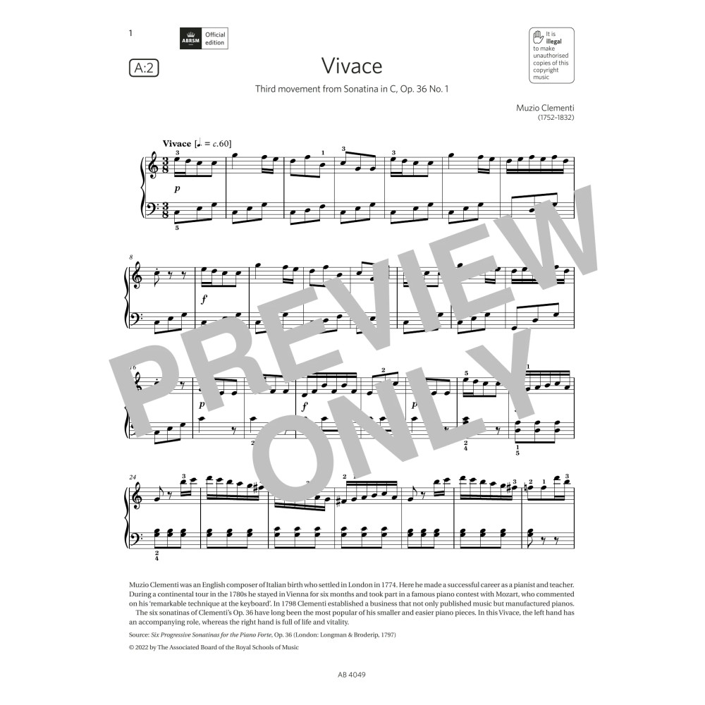 Vivace (Grade 3, list A2, from the ABRSM Piano Syllabus 2023 & 2024)
