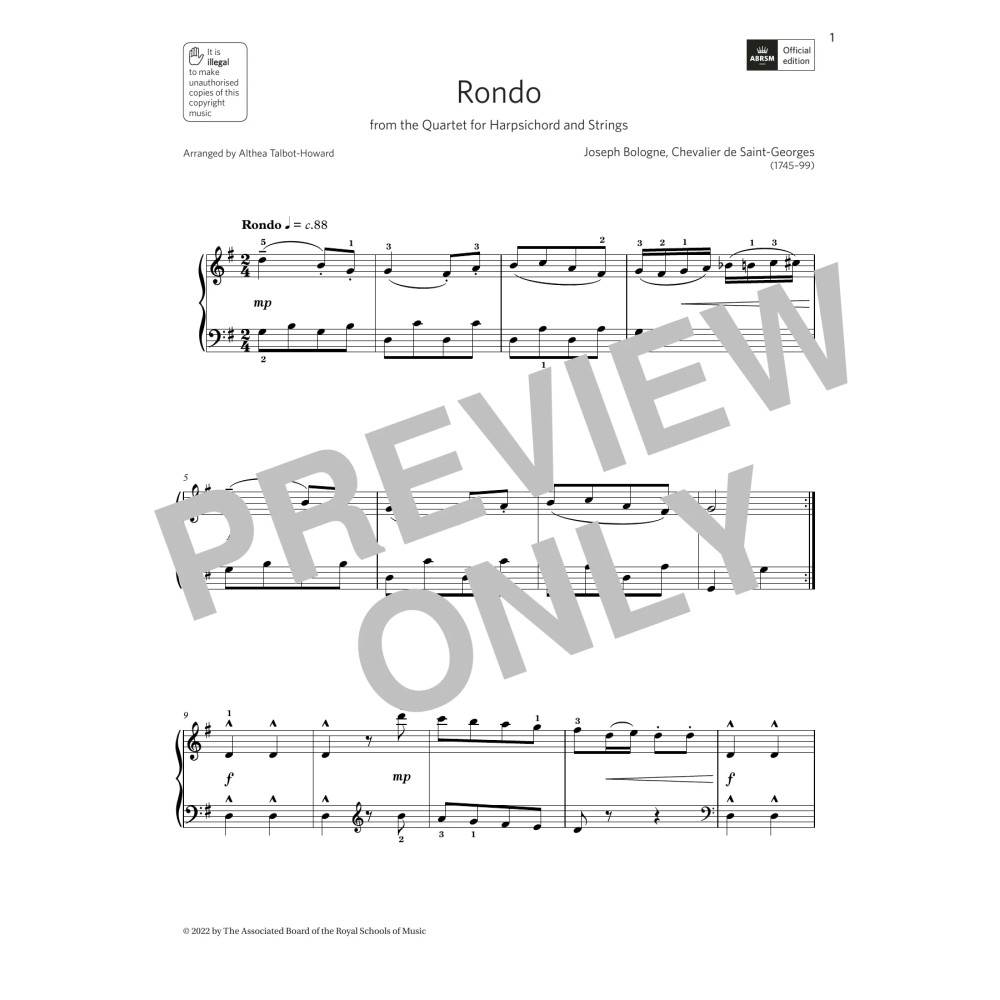 Rondo from Quartet for harpsichord and strings (Grade 2, list A11, ABRSM Piano Syllabus 2023 & 2024)