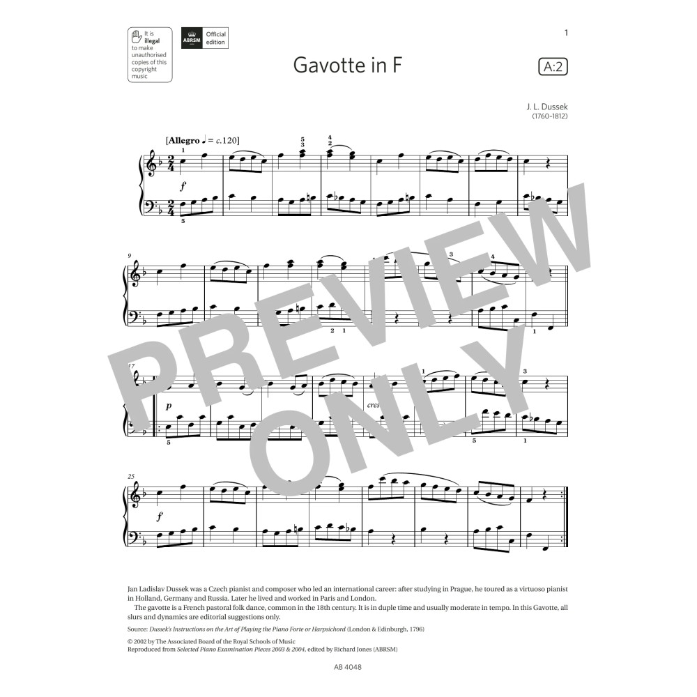 Gavotte in F (Grade 2, list A2, from the ABRSM Piano Syllabus 2023 & 2024)