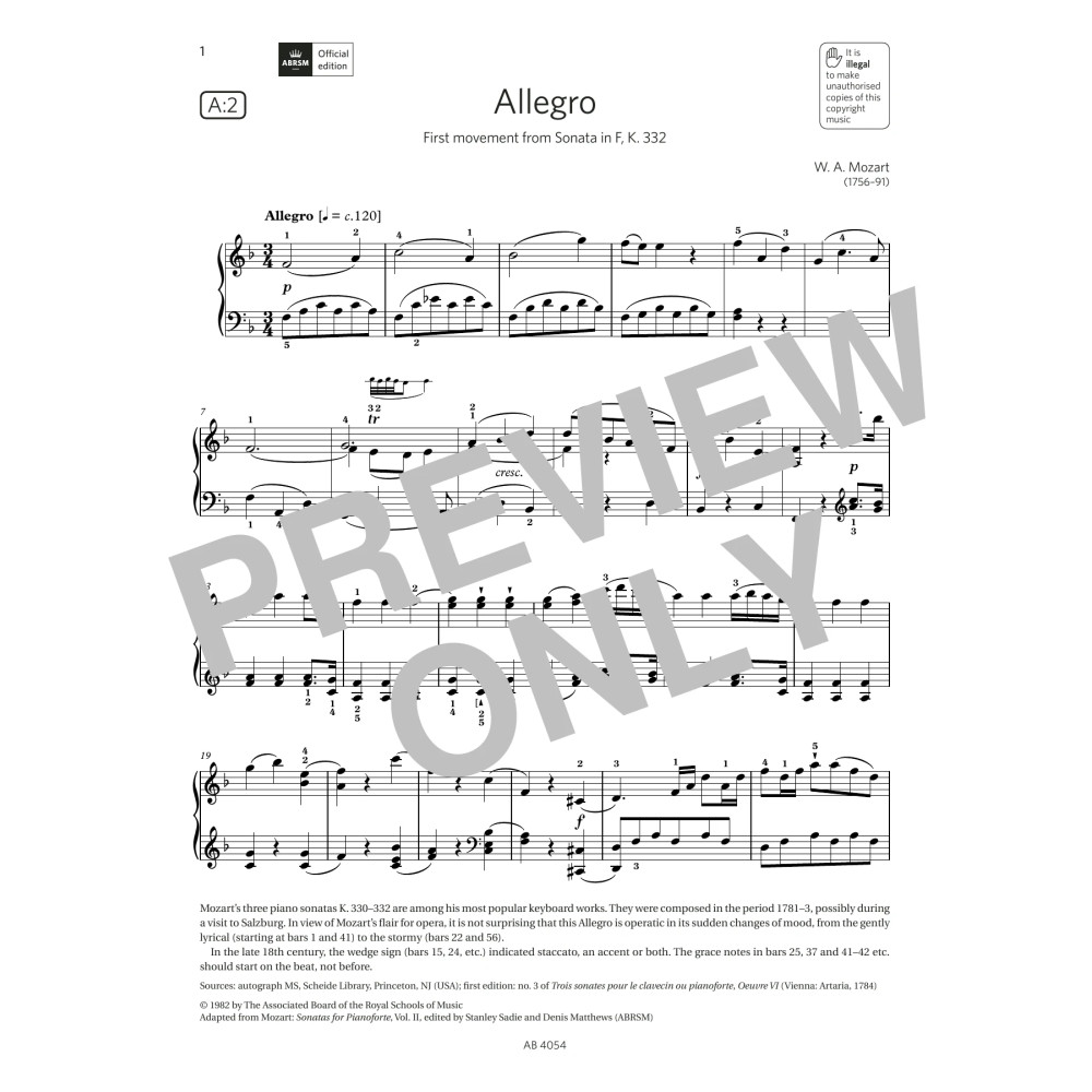 Allegro (Grade 8, list A2, from the ABRSM Piano Syllabus 2023 & 2024)