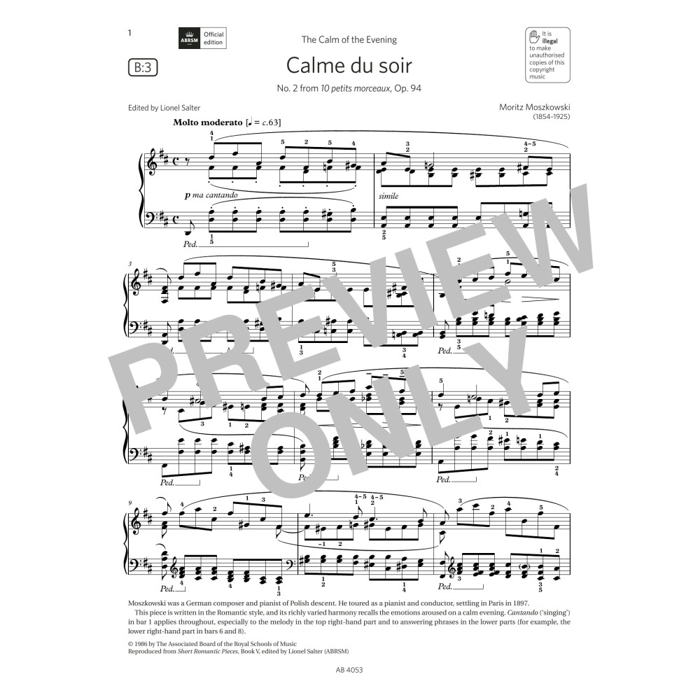 Calme du soir (Grade 7, list B3, from the ABRSM Piano Syllabus 2023 & 2024)