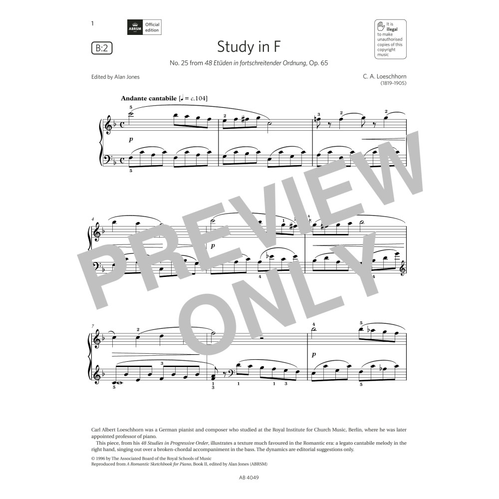 Study in F (Grade 3, list B2, from the ABRSM Piano Syllabus 2023 & 2024)