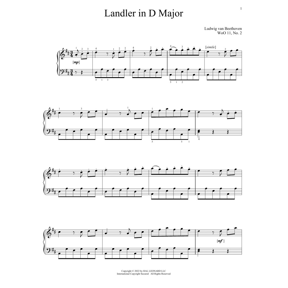 Landler In D Major, WoO 11, No. 2