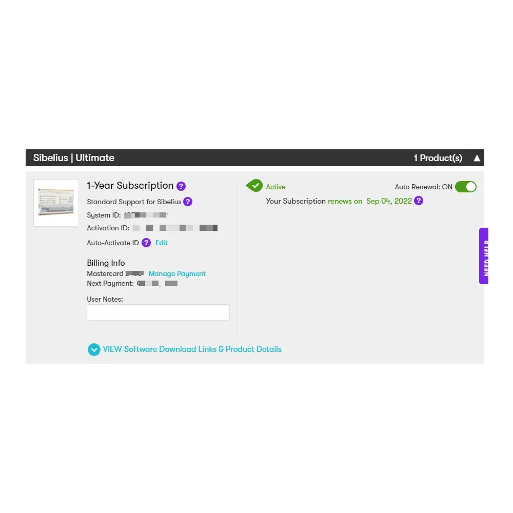 Sibelius Subscription Renewal
