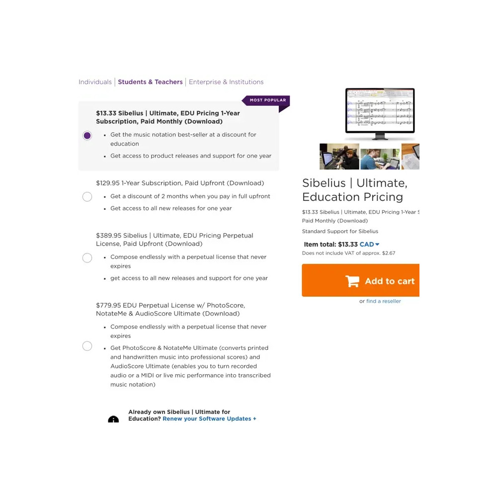 Sibelius | Ultimate Perpetual CROSSGRADE  - 2 yrs