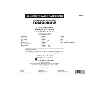 Tomorrow (from Annie) (arr. Mark Taylor) - Conductor Score (Full Score)