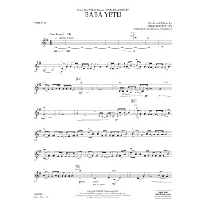 Baba Yetu (from Civilization IV) (arr. Robert Longfield) - Violin 2