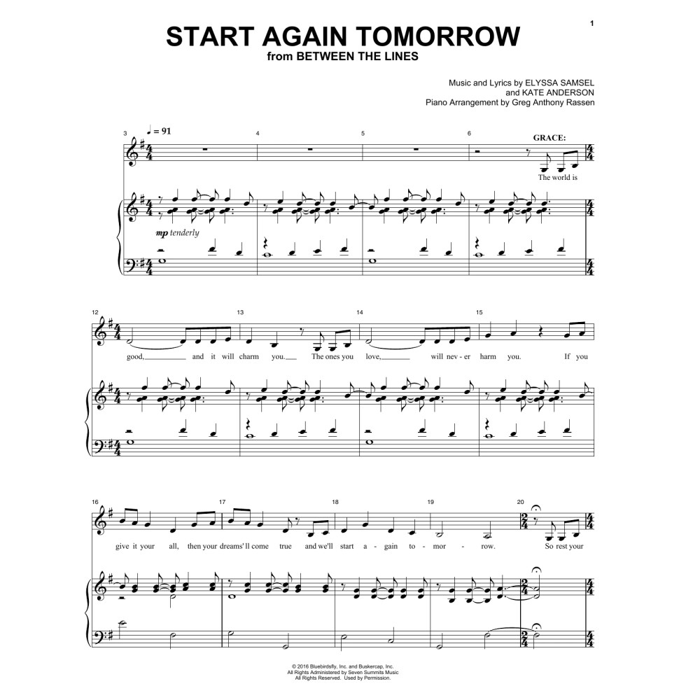 Start Again Tomorrow (from Between The Lines)