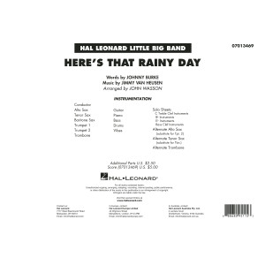 Here's That Rainy Day (arr. John Wasson) - Full Score