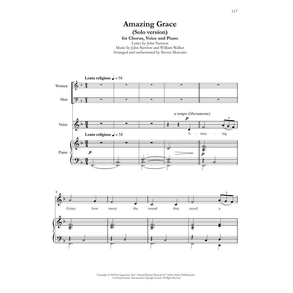 Amazing Grace (Solo version) (arr. Steven Mercurio)