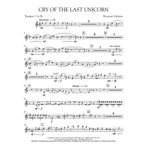 Cry Of The Last Unicorn - Bb Trumpet 1