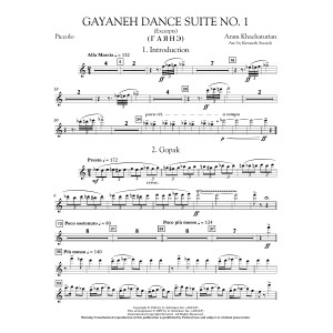 Gayenah Dance Suite No. 1 (Excerpts) (arr. Kenneth Snoeck) - Piccolo