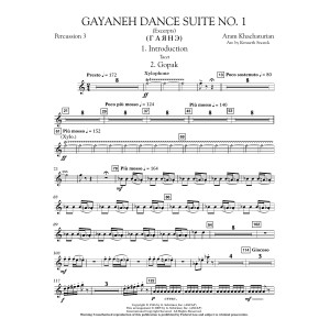 Gayenah Dance Suite No. 1 (Excerpts) (arr. Kenneth Snoeck) - Percussion 3