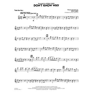 Don't Know Why (arr. Paul Murtha) - Tenor Sax Solo