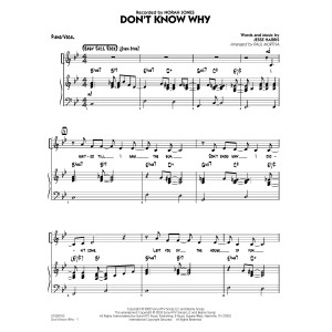 Don't Know Why (arr. Paul Murtha) - Piano/Vocal