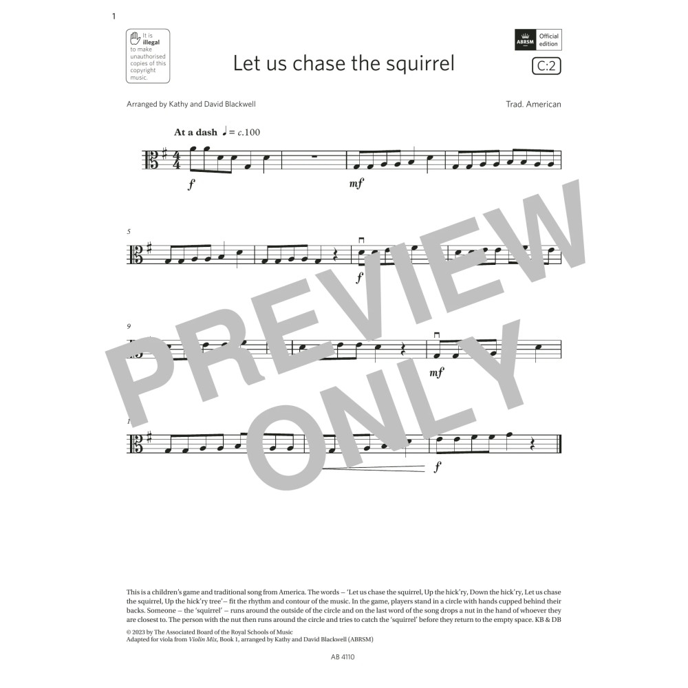 Let us chase the squirrel (Grade Initial, C2, from the ABRSM Viola Syllabus from 2024)