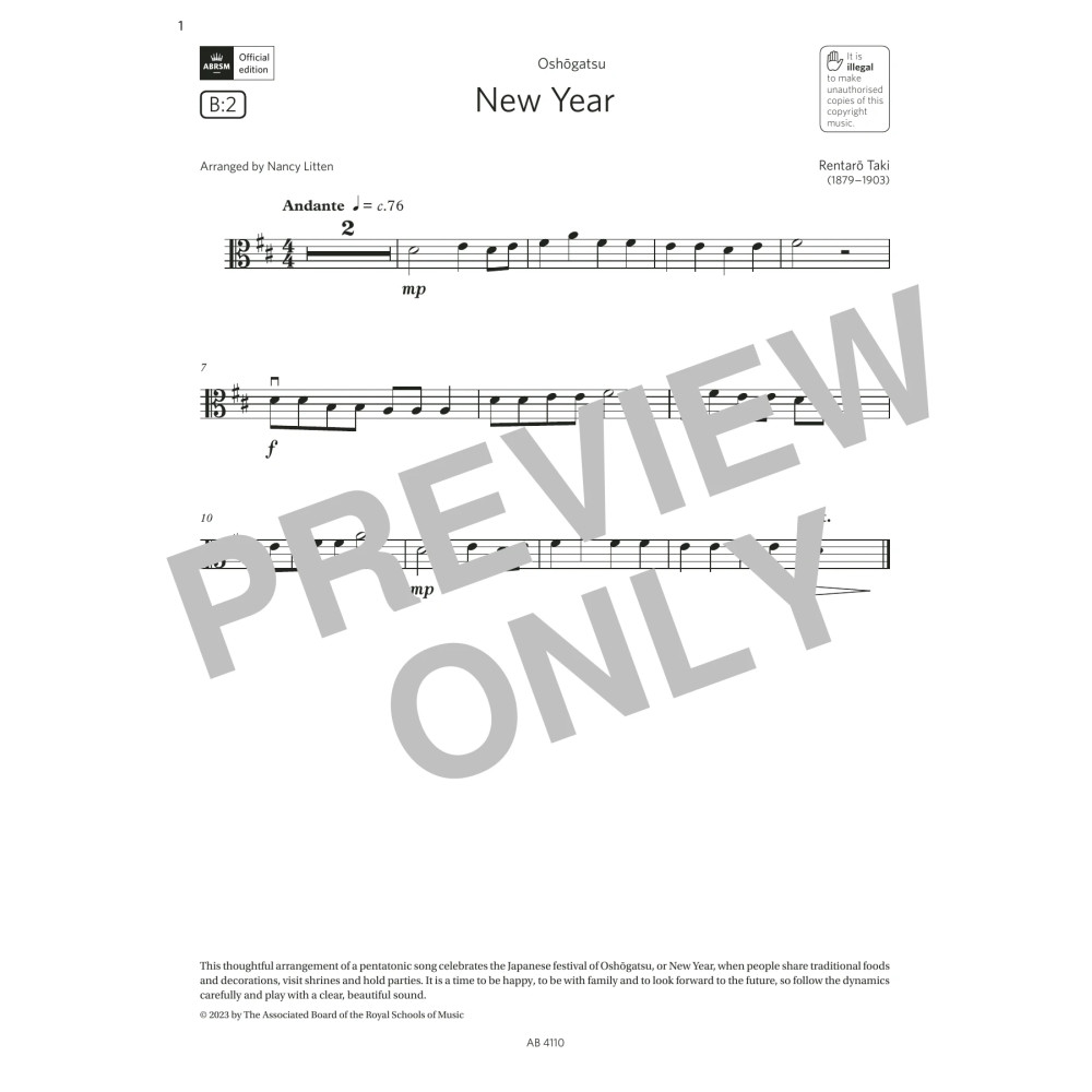 New Year (Grade Initial, B2, from the ABRSM Viola Syllabus from 2024)
