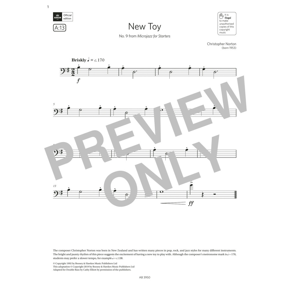 New Toy (Grade Initial, A13, from the ABRSM Double Bass Syllabus from 2024)